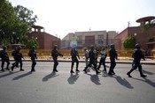 NEW DELHI, MAY 3 (UNI):- Security personnel during a mock security drill as part of Delhi Emergency Management Exercise (DEMEX) in New Delhi at Parliament House, in New Delhi on Friday. UNI PHOTO-PSB8U