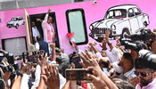 HYDERABAD, APR 24 (UNI):- BRS President and former Telangana Chief Minsiter K Chandrasekhar Rao, during launch bus yatra as part of the Lok Sabha elections campaign at BRS Bhavan, in Hyderabad on Wednesday. UNI PHOTO-84U