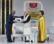 NEW DELHI, DEC 6 (UNI):- Prime Minister Narendra Modi Attends the Hindustan Times Leadership Summit 2025, In New Delhi on Saturday. UNI PHOTO- 115U