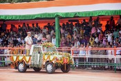 RANCHI, AUG 15 (UNI): Jharkhand Governor Santosh Kumar Gangwar inspects Independence Day Programme on the occasion of 79th Independence Day Celebrations, at Morhabadi Grounds in Ranchi on Friday. UNI Photo N4U RANCHI, AUG 15 (UNI): Jharkhand Governor Santosh Kumar Gangwar inspects Independence Day Programme on the occasion of 79th Independence Day Celebrations, at Morhabadi Grounds in Ranchi on Friday. UNI Photo N4U