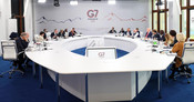 EVIAN, JUNE 16 (UNI):- Prime Minister Narendra Modi addresses fellow world leaders in the Outreach Session on 'Forging New Partnerships and Rebuilding International Solidarity'at the G7 Summit in Evian, France, on Tuesday. UNI PHOTO – S151U