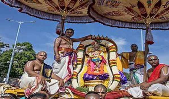 Image of Ratham is used in the Brahmotsavam festival in Venkateswara Temple  TirumalaTirupati Andhra Pradesh-YD361918-Picxy