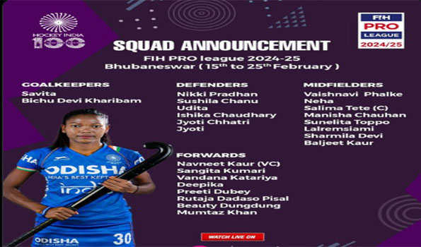 Hockey India announces 24-member Women Team for FIH Pro League