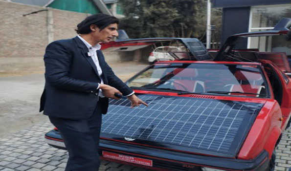 Kashmiri Mathematician Launches High-Tech Solar Car 'RAY' in Srinagar