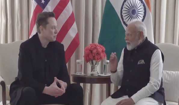 PM Modi meets with Tesla chief Elon Musk at Blair House