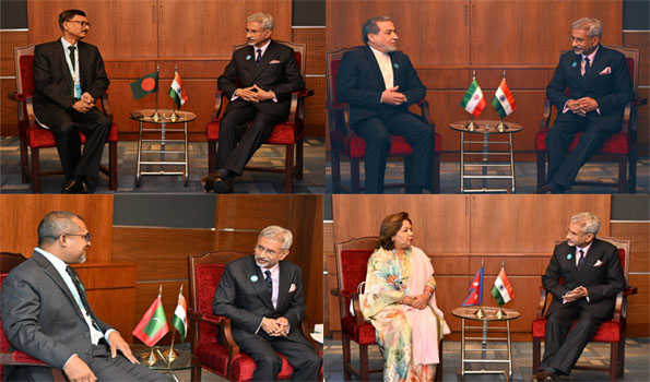 EAM holds talks with counterparts from neighbourhood, Iran, Oman, Brunei in Muscat