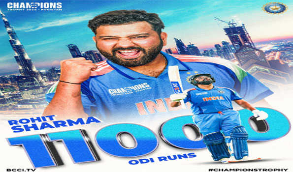 Rohit second fastest to 11,000 ODI runs