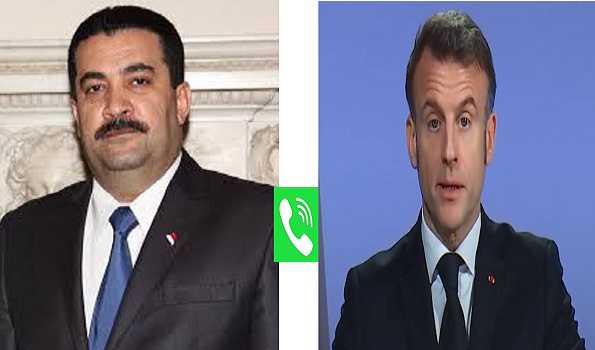 Iraqi PM, French president discuss ties, regional issues over phone