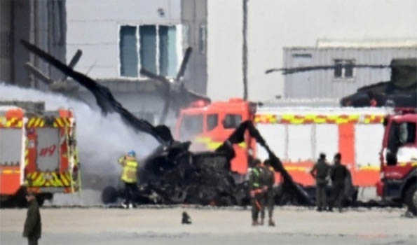 Military drone, helicopter crash at S. Korea's army airfield, no casualty reported