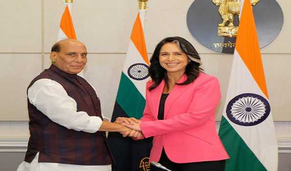 Rajnath, Tulsi Gabbard hold talks on defence cooperation, intelligence sharing