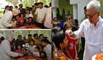 Telangana Guv celebrates Holi with children of Raj Bhavan employees in Hyderabad