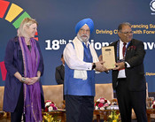 NEW DELHI, FEB 23 (UNI):-  Union Minister for Petroleum and  Natural Gas, Housing and Urban Affairs,  Hardeep Singh Puri grace the inaugural ceremony of UN Global Compact Network’s 18th National Convention – 'Advancing Sustainable India: Driving Change with Forward Faster 2030', in New Delhi on Friday.UNI PHOTO-219U