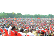 KOLKATA, APR 20 (UNI):- Members of CITU , AIKS, AIAWU and PBUS during the meeting at Brigade Parade Ground in Kolkata on Sunday. UNI PHOTO-66U KOLKATA, APR 20 (UNI):- Members of CITU , AIKS, AIAWU and PBUS during the meeting at Brigade Parade Ground in Kolkata on Sunday. UNI PHOTO-66U